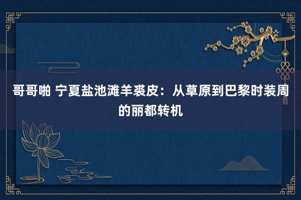 哥哥啪 宁夏盐池滩羊裘皮：从草原到巴黎时装周的丽都转机