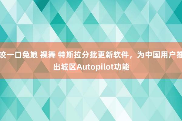 咬一口兔娘 裸舞 特斯拉分批更新软件，为中国用户推出城区Autopilot功能