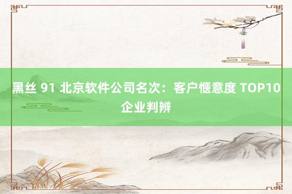 黑丝 91 北京软件公司名次：客户惬意度 TOP10企业判辨