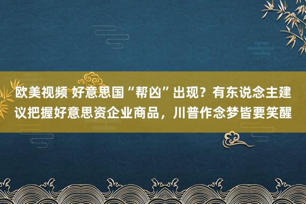 欧美视频 好意思国“帮凶”出现？有东说念主建议把握好意思资企业商品，川普作念梦皆要笑醒