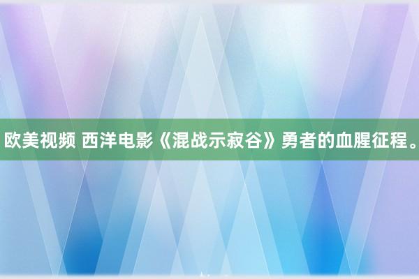 欧美视频 西洋电影《混战示寂谷》勇者的血腥征程。
