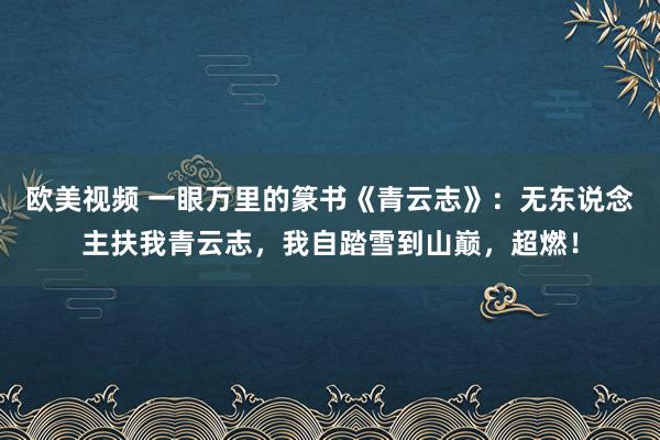 欧美视频 一眼万里的篆书《青云志》：无东说念主扶我青云志，我自踏雪到山巅，超燃！